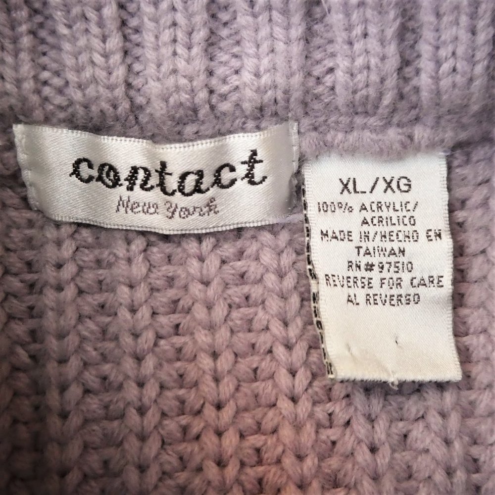Vintage Contact NY Knit Turtleneck Sleeveless Ribbed Mock Neck Mauve Acrylic - Picture 7 of 8